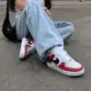 spider web red custom air force 1 sneakers, hand painted superhero shoes for him (6)