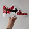 spider web red custom air force 1 sneakers, hand painted superhero shoes for him (7)
