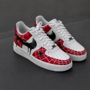 Spider Web Red Custom Air Force 1 Sneakers, Hand Painted Superhero Shoes for Him spider web red custom air force 1 sneakers, hand painted superhero shoes for him (9)