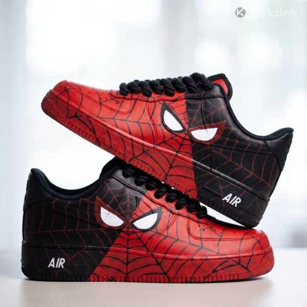 custom red black web superhero af1 shoes custom red black web superhero af1 shoes