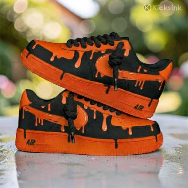 custom black orange drip air force 1 sneakers 01 custom black orange drip air force 1 sneakers 01