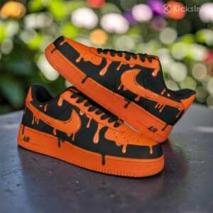 custom black orange drip air force 1 sneakers 02