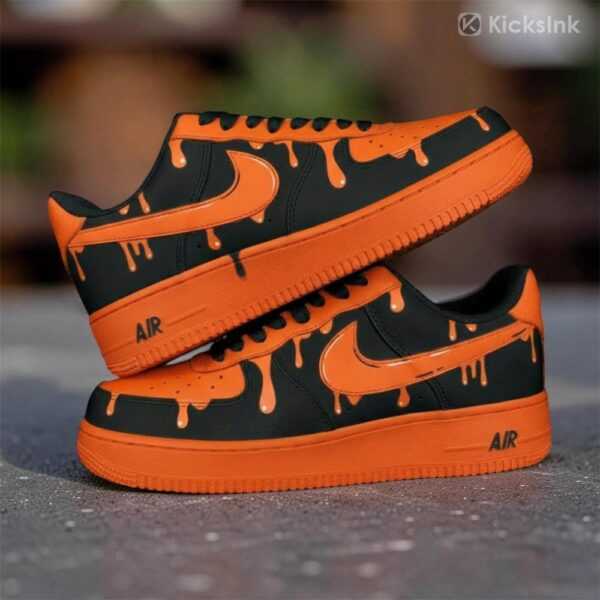 custom black orange drip air force 1 sneakers 04