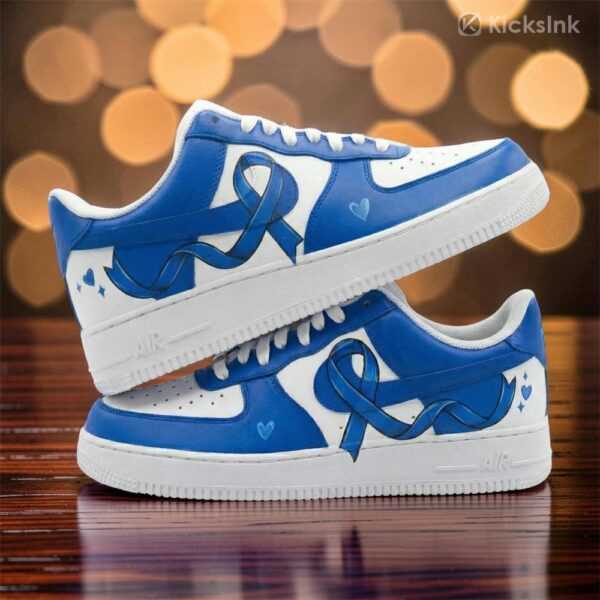 custom hand painted blue ribbon af1 shoes 02 custom hand painted blue ribbon af1 shoes 02