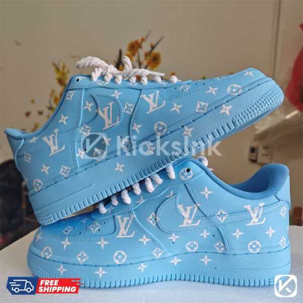 Blue Louis Vuitton patterned sneakers