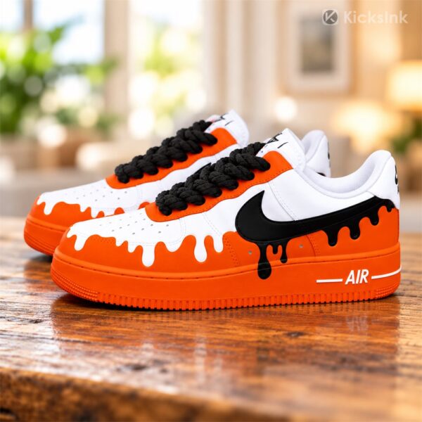 custom orange black drip af1 sneakers 03