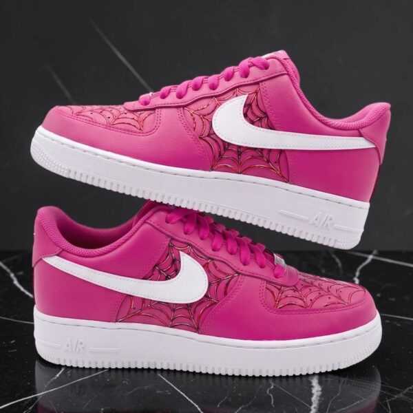 Pink Spider Web AF1 Sneakers, Custom Hand Painted Shoes Pink Spider Web AF1 Sneakers, Custom Hand Painted Shoes