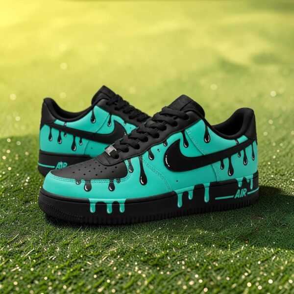 Turquoise drip custom sneakers Turquoise drip custom sneakers