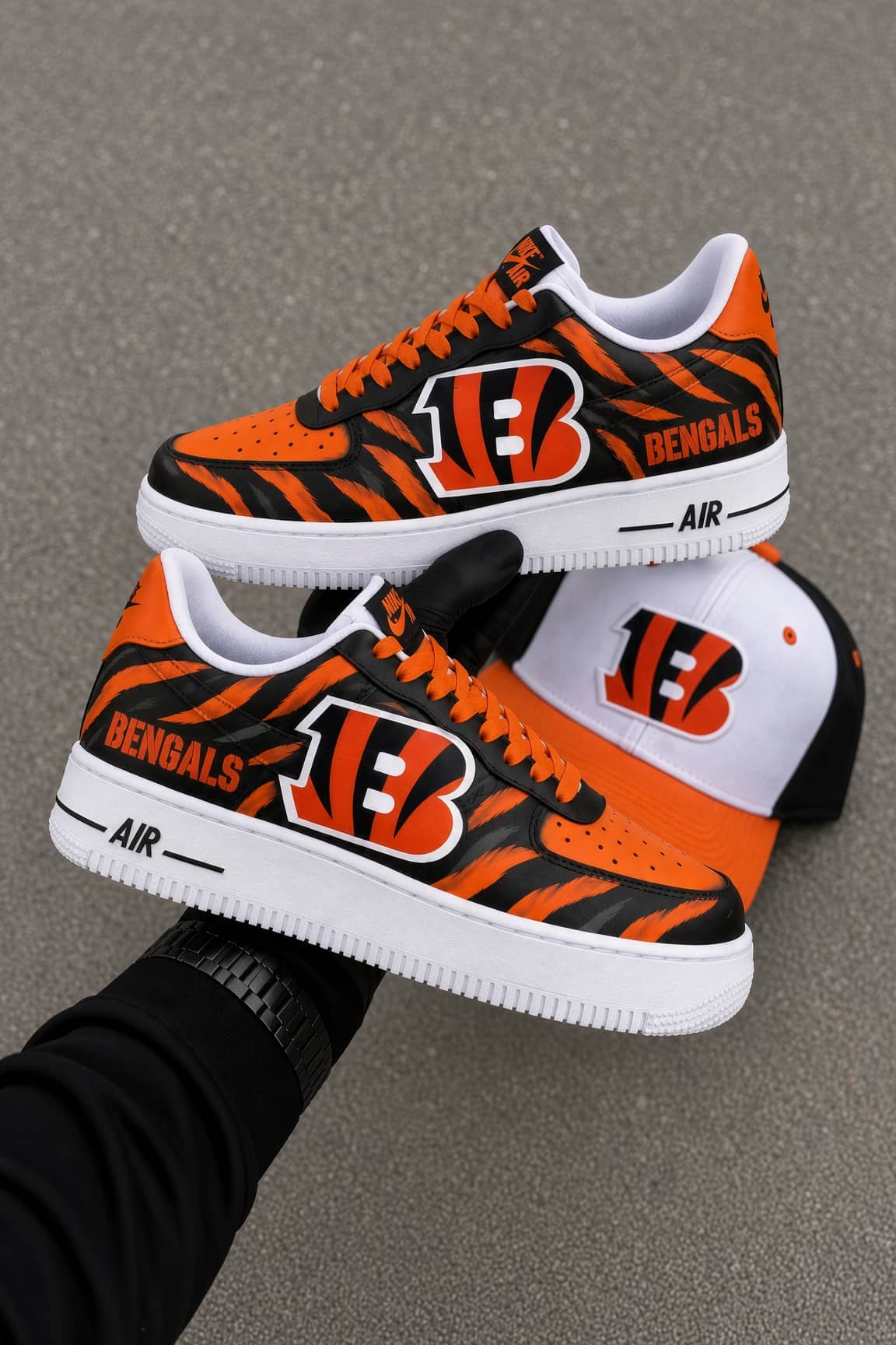 Custom Blue Comic Air Force 1 Sneakers Bengals custom sneakers and cap