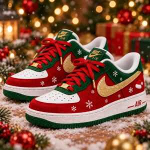 festive red laced christmas sneakers