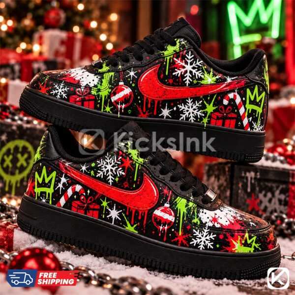 Home Christmas sneakers with snowflakes.