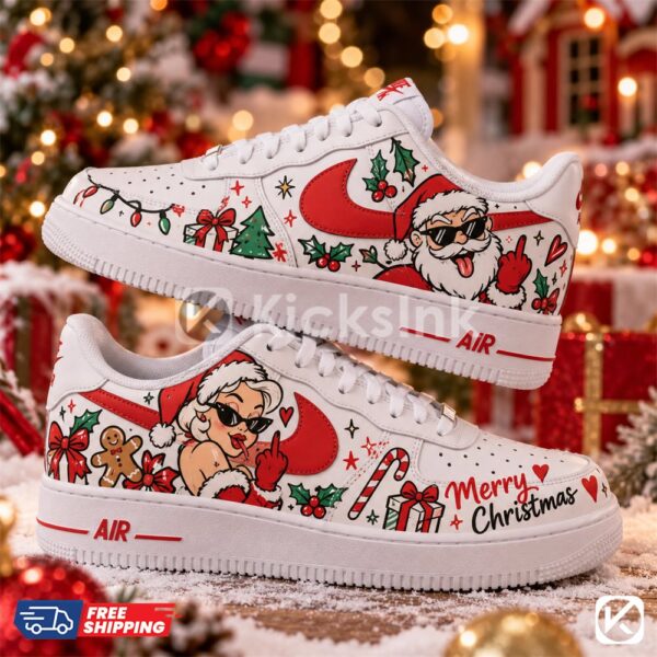 Christmas-themed custom sneakers