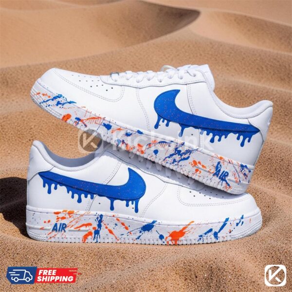 blue drip splatter custom sneakers 01 Blue Drip Splatter Custom Sneakers