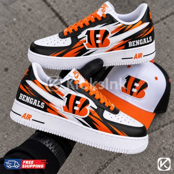 cincinnati bengals custom air force 1s 02 Cincinnati Bengals custom sneakers and hat