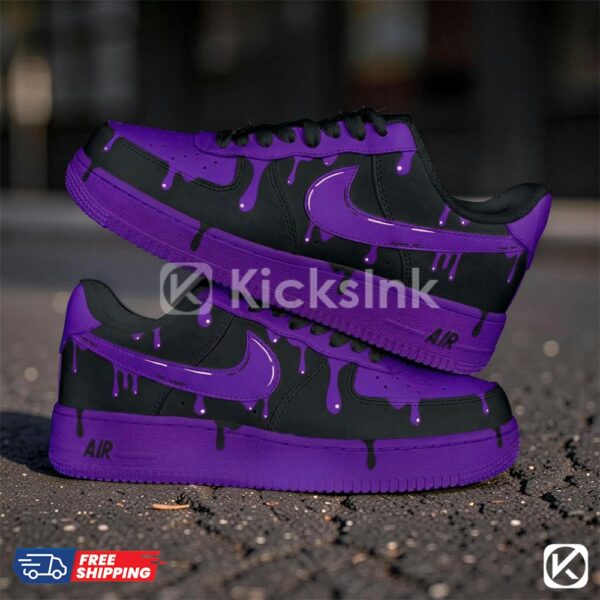 custom black purple drip sneakers 01 Custom Black Purple Drip Sneakers