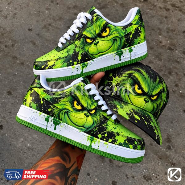 custom dark grinch hand painted sneakers 03 Grinch custom sneakers and hat