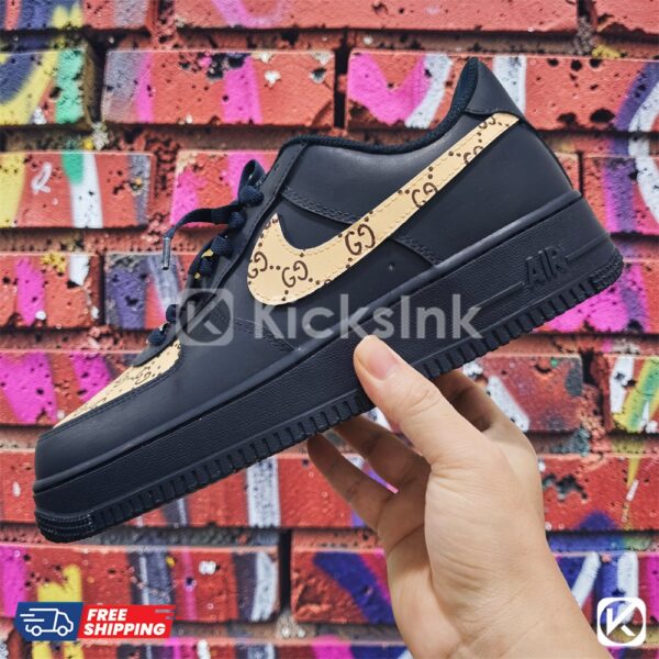 black custom sneakers with pattern