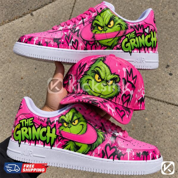 custom hot pink grinch hand painted sneakers 02 Grinch custom sneakers and hat