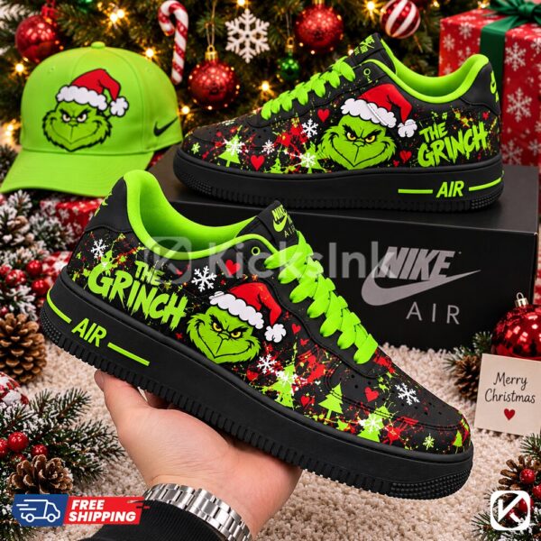 Custom The G.rinch Black Neon Splatter Shoes