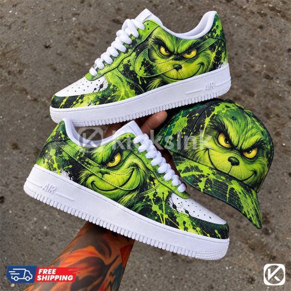 Home Grinch custom sneakers and hat