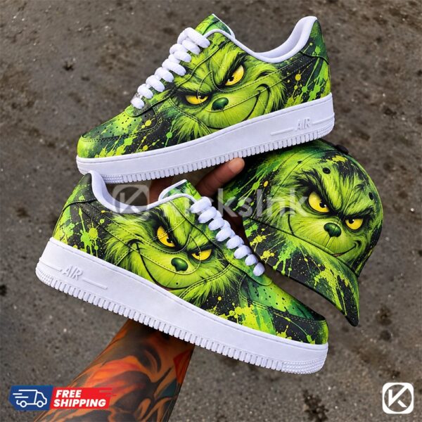 dark grinch custom graffiti sneakers 03 Grinch custom sneakers and hat