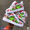 grinch candy cane custom af1 hand painted christmas shoes 01 Grinch Christmas sneakers and cap.