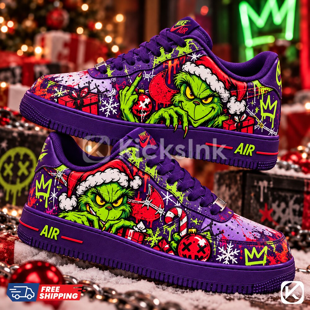 grinch purple graffiti custom shoes 1 G.rinch Purple Graffiti Custom Shoes