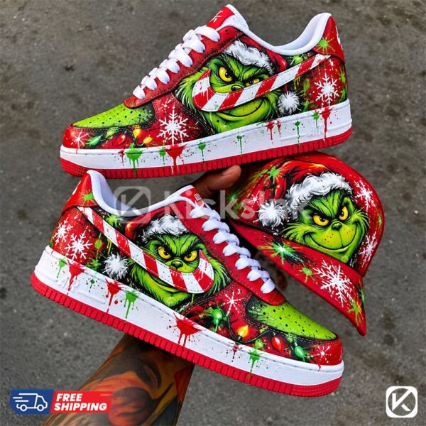 grinchmas red custom christmas shoes personalized holiday 02 Grinch Christmas custom sneakers