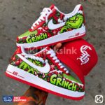 Grinch themed custom sneakers