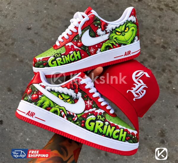grinchmas red custom christmas shoes personalized holiday 06 Grinch themed custom sneakers