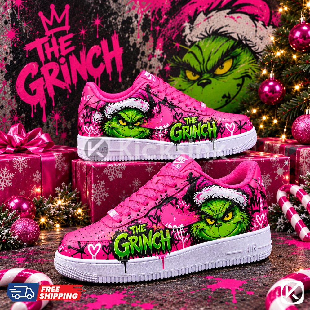 the grinch hot pink graffiti custom sneakers 1 The G.rinch Hot Pink Graffiti Custom Sneakers