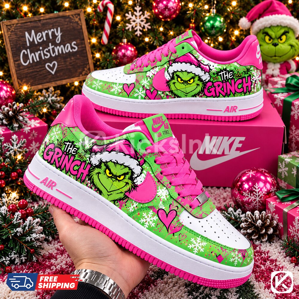 the grinch hot pink green custom sneakers 1 The G.rinch Hot Pink Green Custom Sneakers